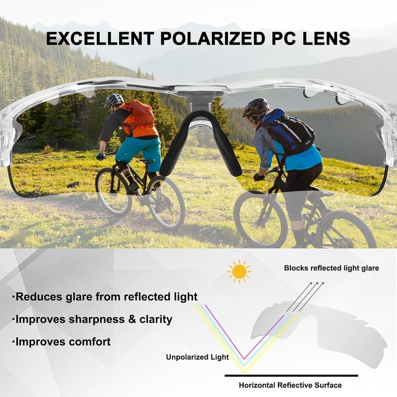 BangLong Polarized Sports Sunglasses Cycling Sun Glasses for Men Women with 5 Interchangeable Lenes for Running Baseball Golf - Image 3